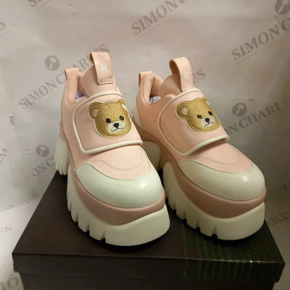 KOI VEGAN TEDDY SURA PINK VILUN PLATFORM TRAINERS - SIZE 4