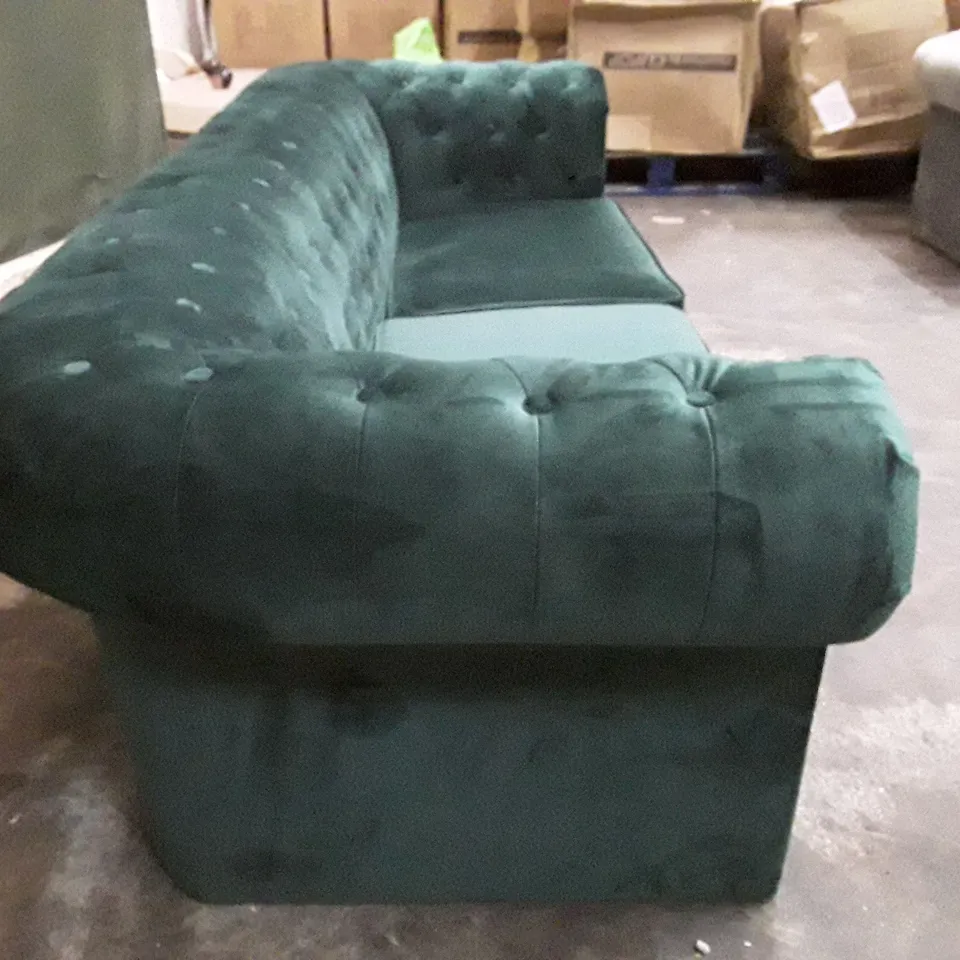 QUALITY DESIGNER 3 SEATER SOFA - GREEN VELVET FABRIC