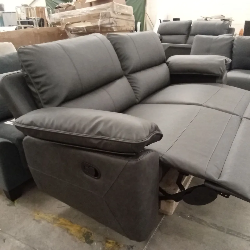 SEVILLE 3 SEATER RECLINER SOFA, GREY PREMIUM FAUX LEATHER