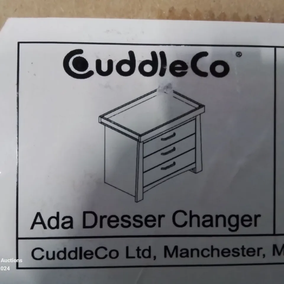 BOXED CuddleCo ADA 3 DRAWER DRESSER/CHANGER IN WHITE/ASH (2 BOXES)