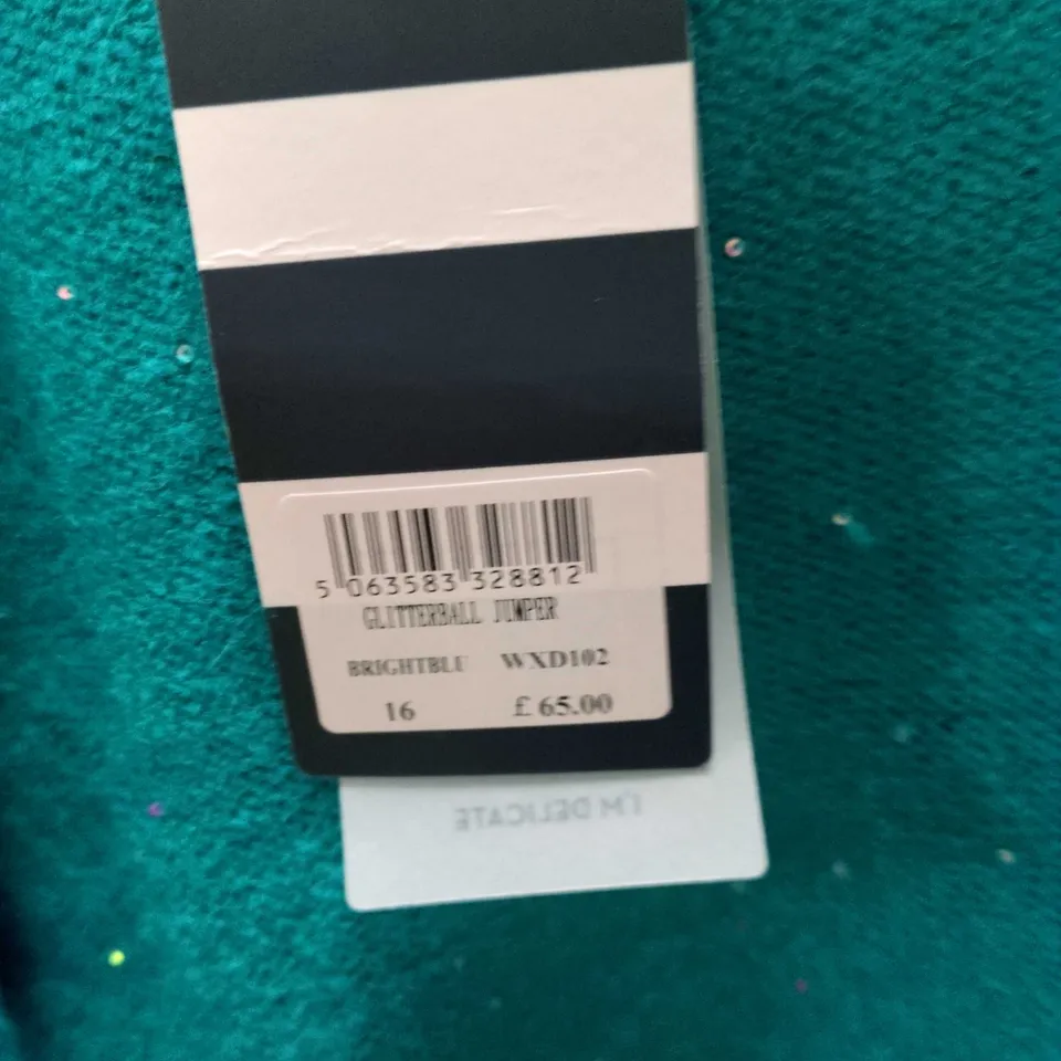 CCC GLITTERBALL JUMPER – BRIGHT BLUE, UK 16