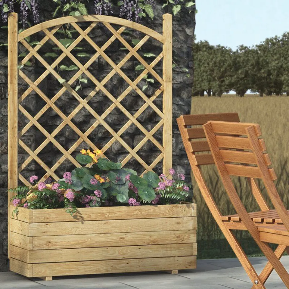 ALYSA WOODEN PLANTER BOX WITH TRELLIS