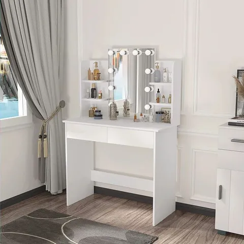 BOXED BAYSDEN DRESSING TABLE WITH MIRROR - WHITE (1 BOX)