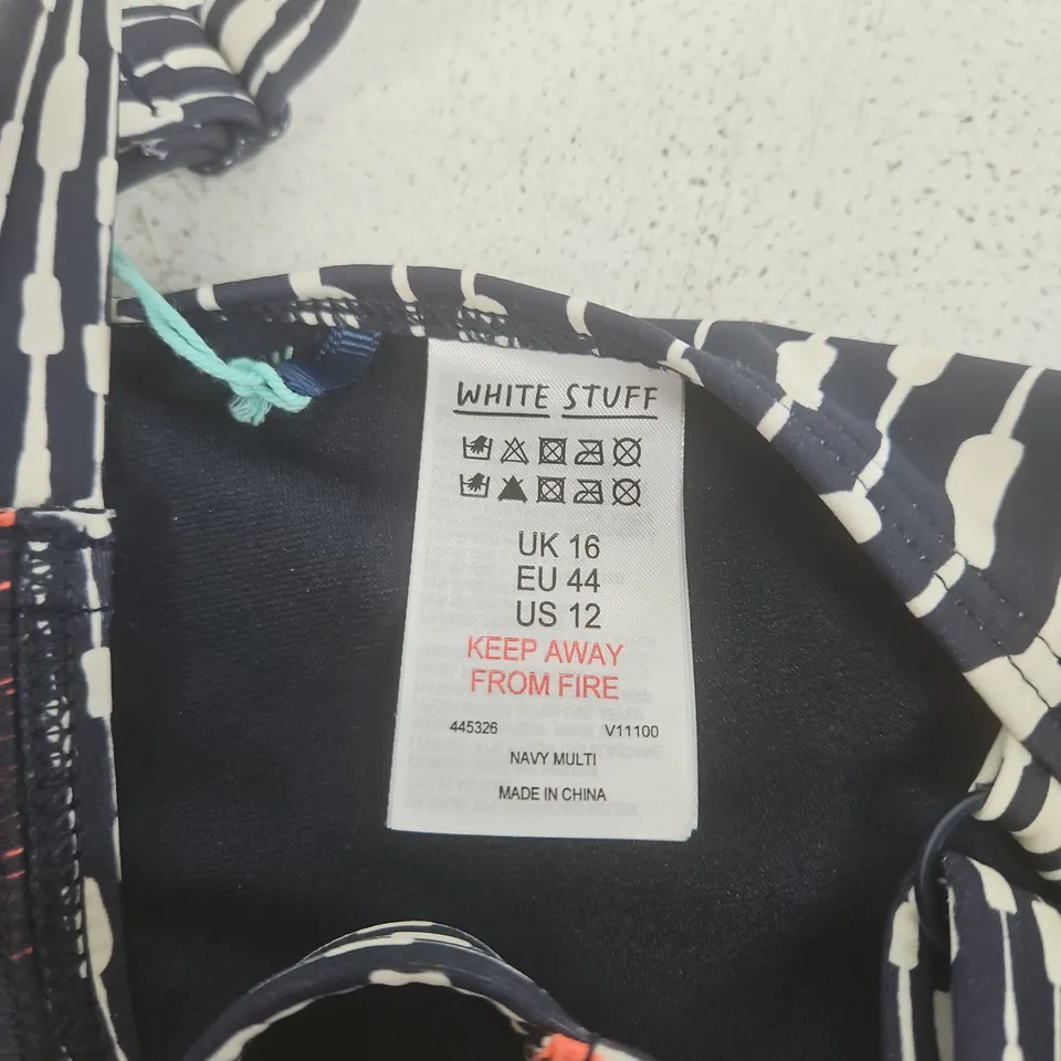 WHITE STUFF NAVY MULTI ONE-PIECE SWIMSUIT – UK 16 (EU 44, US 12)