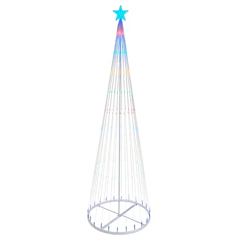 Neo 10ft White Waterfall LED Outdoor Christmas Tree Light Remote Cascading Star Tree with 5m Lead Multi Function Modes Garden