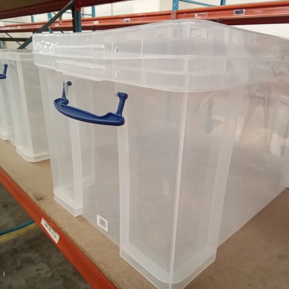 BOXED OF 2 REALLY USEFUL BOX PLASTIC STORAGE TUBS
