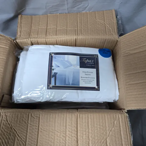 TOPAZ LUXURY HOME COLLECTION DEEP FITTED SHEETS – MICROFIBER POLYESTER BOX OF APPROXIMATELY 5