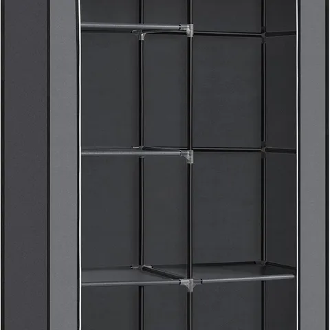 BOXED SONGMICS FABRIC CLOTHES STORAGE ORGANISER, 6 SHELVES, 1 HANGING RAIL, NON-WOVEN FABRIC, METAL FRAME, 45×88×168CM, GREY