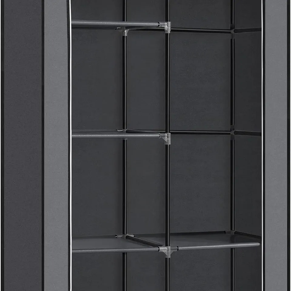 BOXED SONGMICS FABRIC CLOTHES STORAGE ORGANISER, 6 SHELVES, 1 HANGING RAIL, NON-WOVEN FABRIC, METAL FRAME, 45×88×168CM, GREY