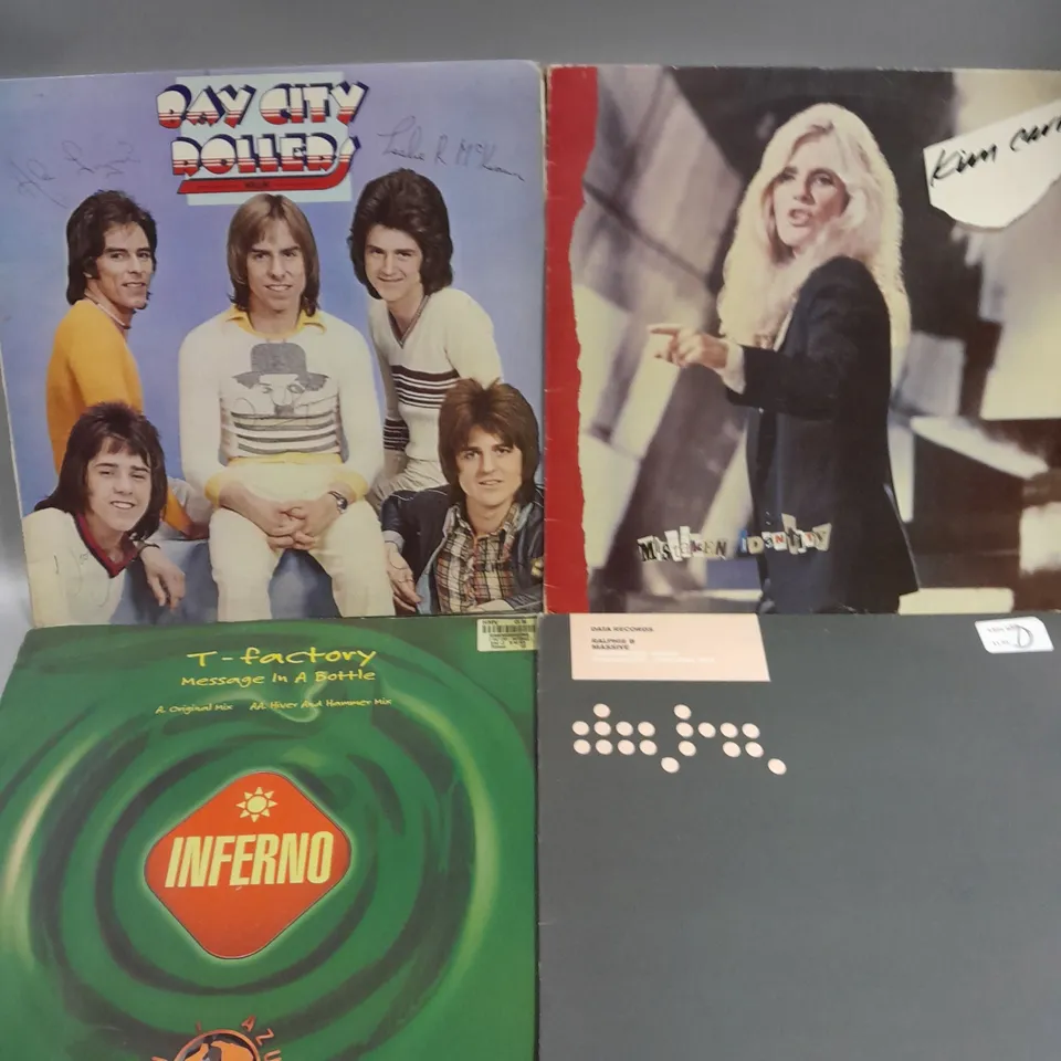APPROXIMATELY 10 ASSORTED VINYLS FROM VARIOUS ARTISTS TO INCLUDE BAY CITY ROLLERS, KIM CARNES, JERMAINE JACKSON ETC 