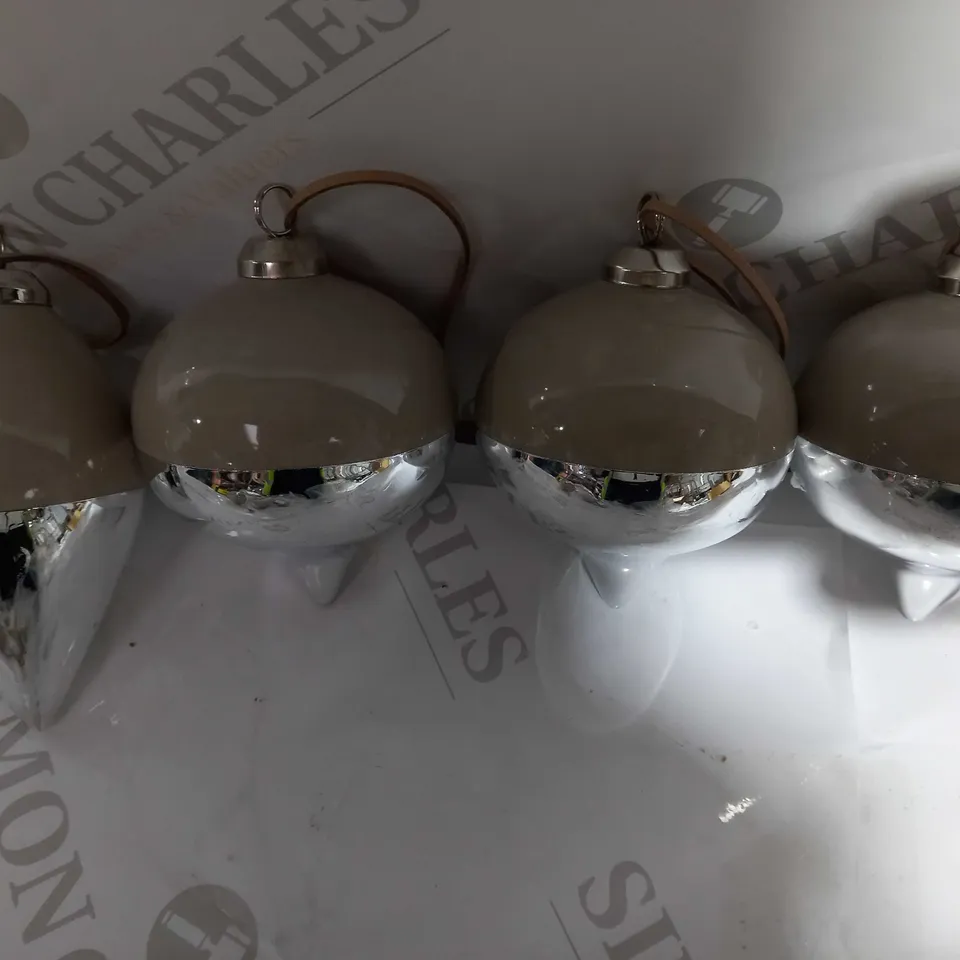K BY KELLY HOPPEN SET OF 6 BAUBLES LIGHT TAUPE/SILVER