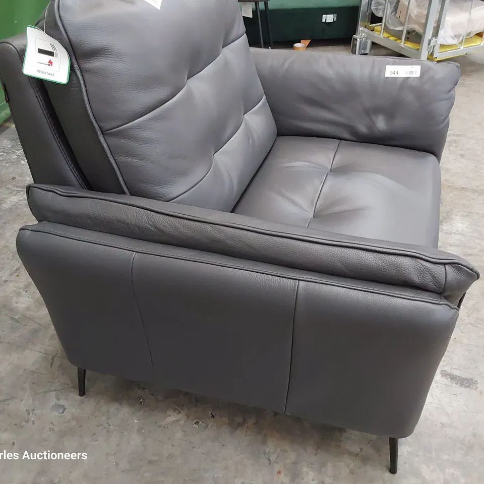 QUALITY ITALIAN DESIGNER BOLZANO POWER RECLINING EASY CHAIR DARK GREY LEATHER 