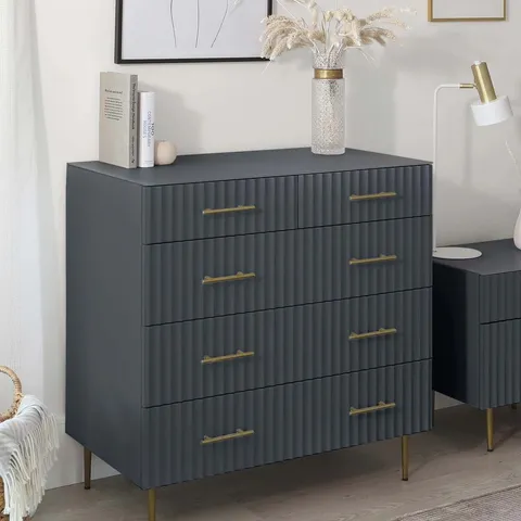 BOXED DANETTI ALBURY DARK GREY CHEST OF DRAWERS (1 BOX)