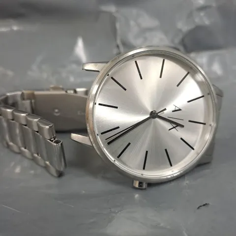 ARMANI EXCHANGE MENS THREE HAND STAINLESS STEEL WATCH AND BRACELET
