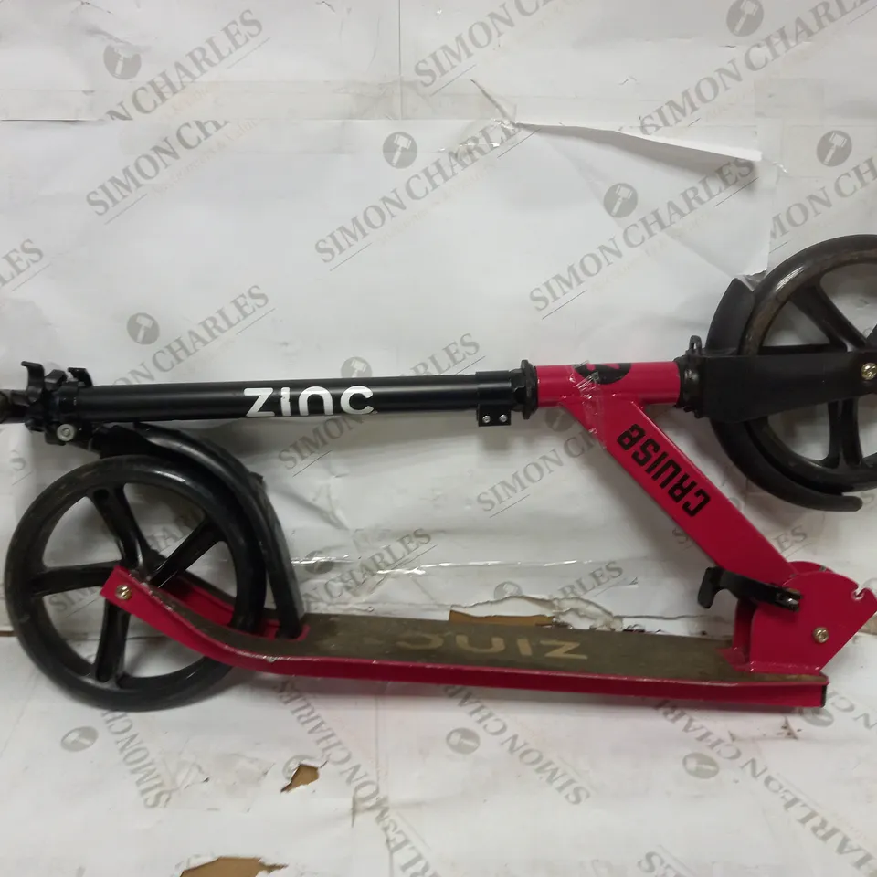 ZINC BIG WHEELED FOLDING CRUISE SCOOTER - RED RRP £69.99