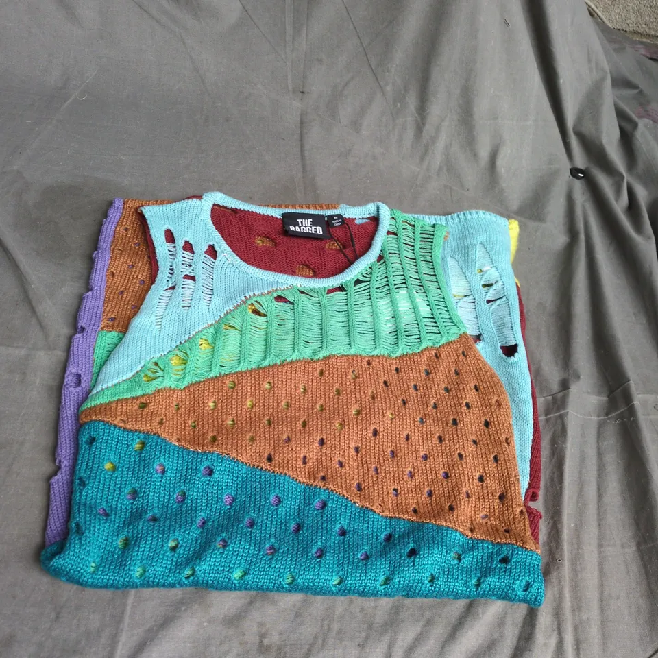 THE RAGGED PRIEST SCAVENGER DRESS – SLEEVELESS MULTICOLOUR KNIT, 100% ACRYLIC, SIZE M