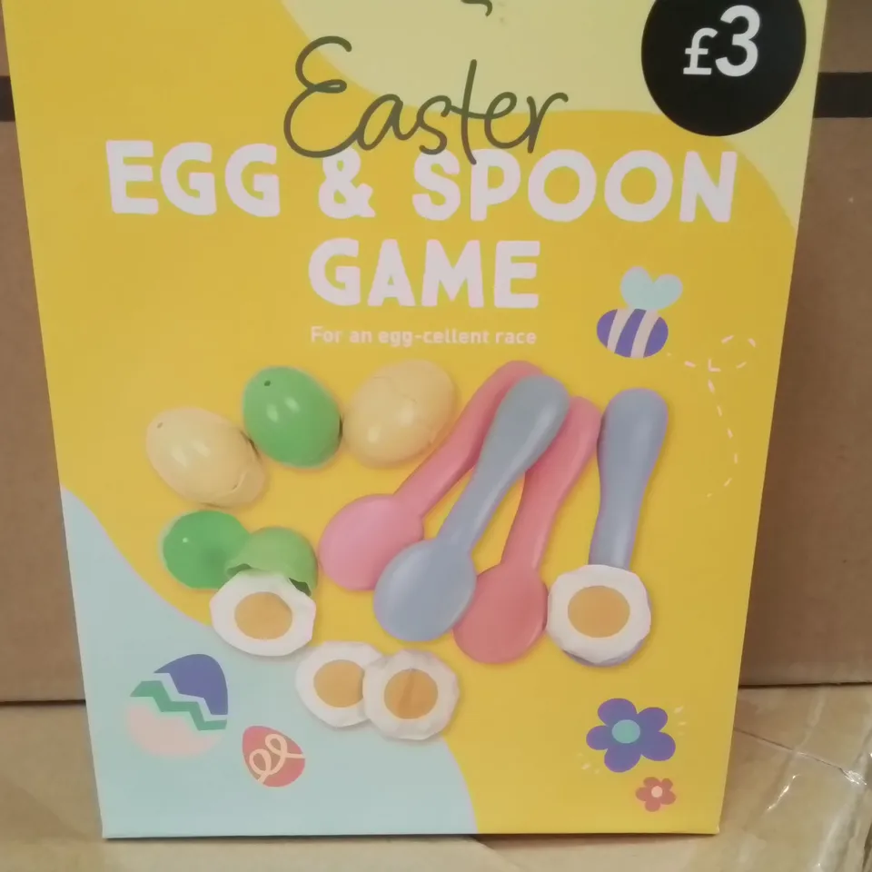 PALLET CONTAINING APPROXIMATELY 108 6-PACK BOXES OF BRAND NEW EASTER EGG AND SPOON GAME SETS