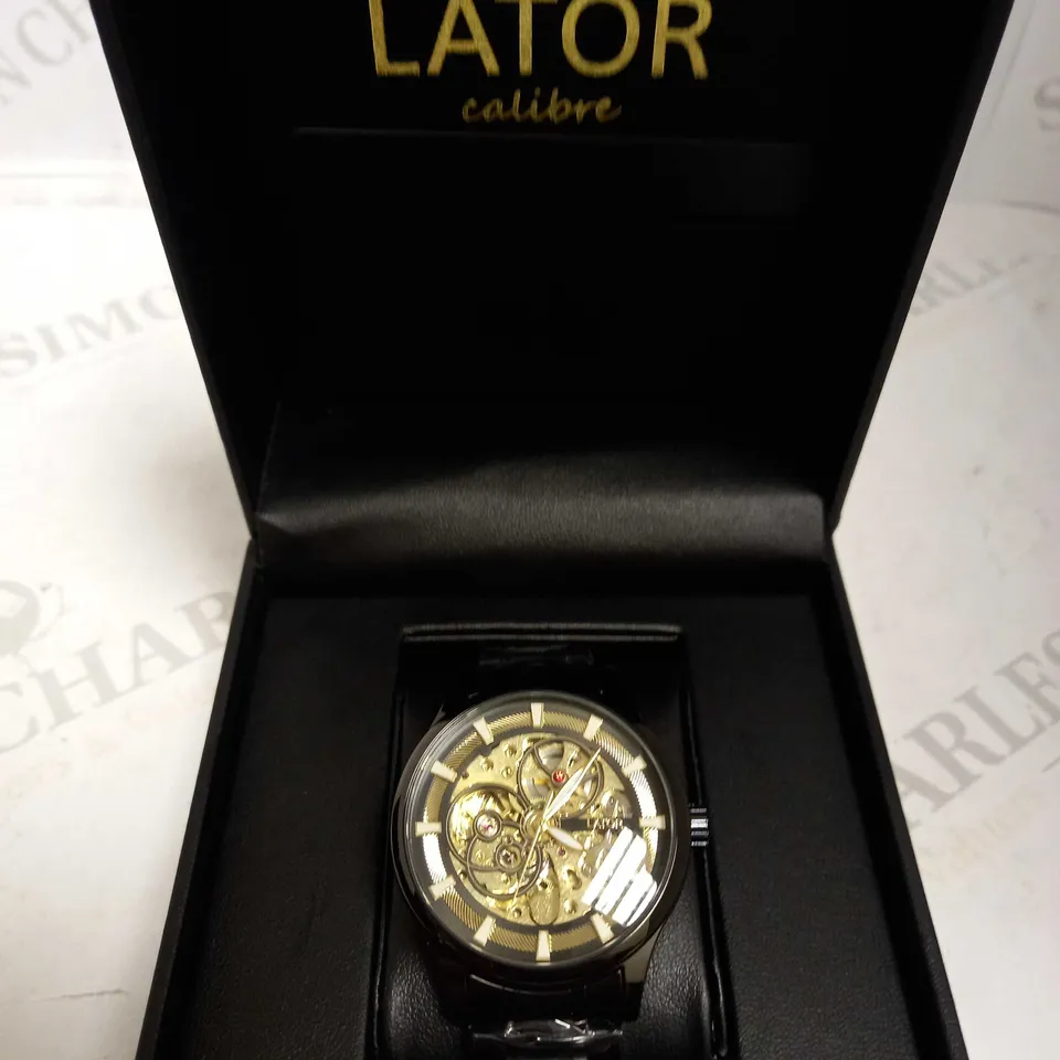 LATOR CALIBRE PART SKELETON GOLD FACE BRACELET STRAP WATCH RRP £550