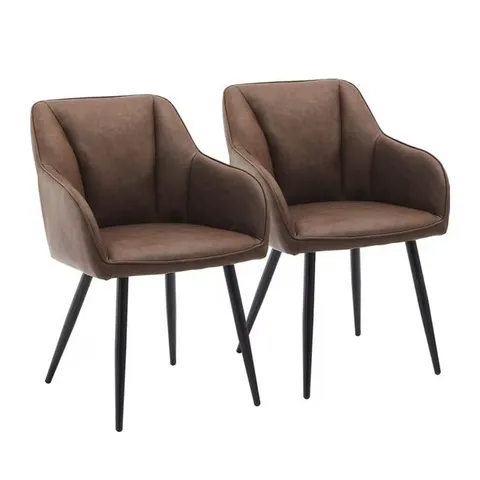 BOXED UNBRANDED SET OF 2 BROWN SOFT DINING SEATS 