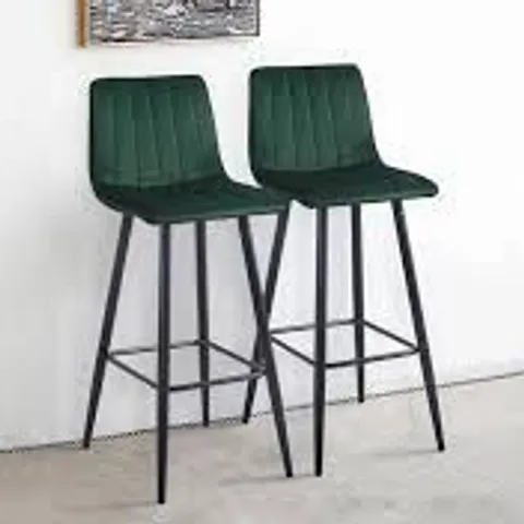 BOXED CUMMER BAR STOOLS [SET OF 2] - GREEN VELVET (1 BOX)