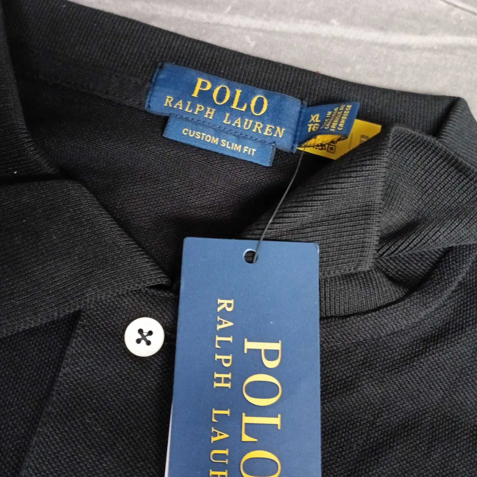 POLO RALPH LAUREN CUSTOM SLIM FIT POLO SHIRT – BLACK, MEN'S – XL (US)