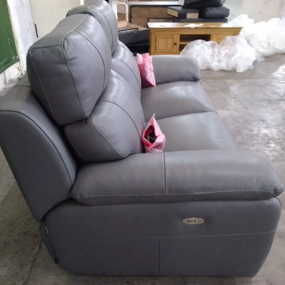 QUALITY ITALIAN DESIGNER PATRIZIO 2 SEATER ELETRIC RECLINER SOFA - GREY ANTHRACITE LEATHER