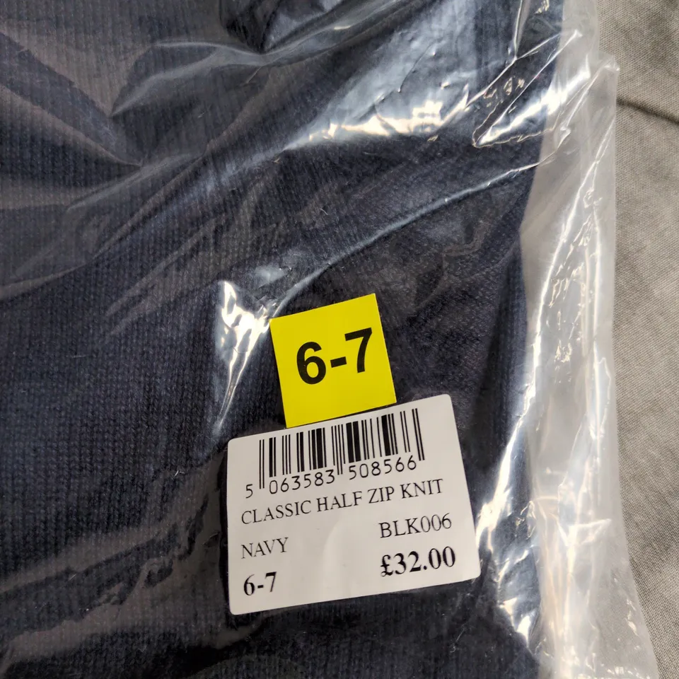 CREW CLOTHING NAVY CLASSIC HALF ZIP KNIT – KID'S, UK 6-7