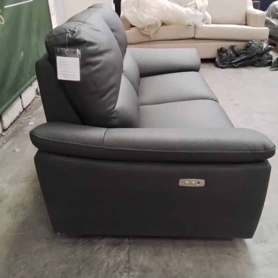 QUALITY DESIGNER 2 SEATER FAUX LEATHER ELECTRIC RECLINING GREEN/GREY SOFA