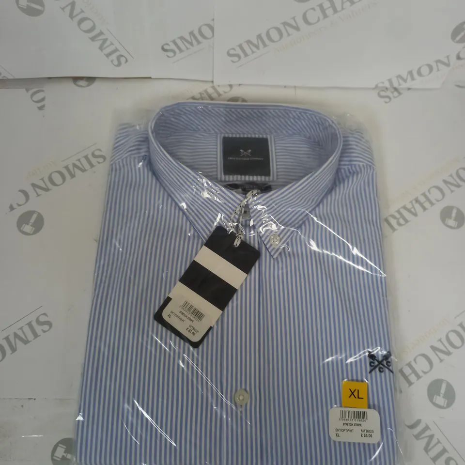 CREW CLOTHING COMPANY STRETCH STRIPE SHIRT SIZE XL