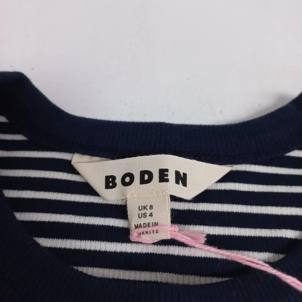 BODEN STRIPED TOP – NAVY & WHITE, UK 8 (US 4)