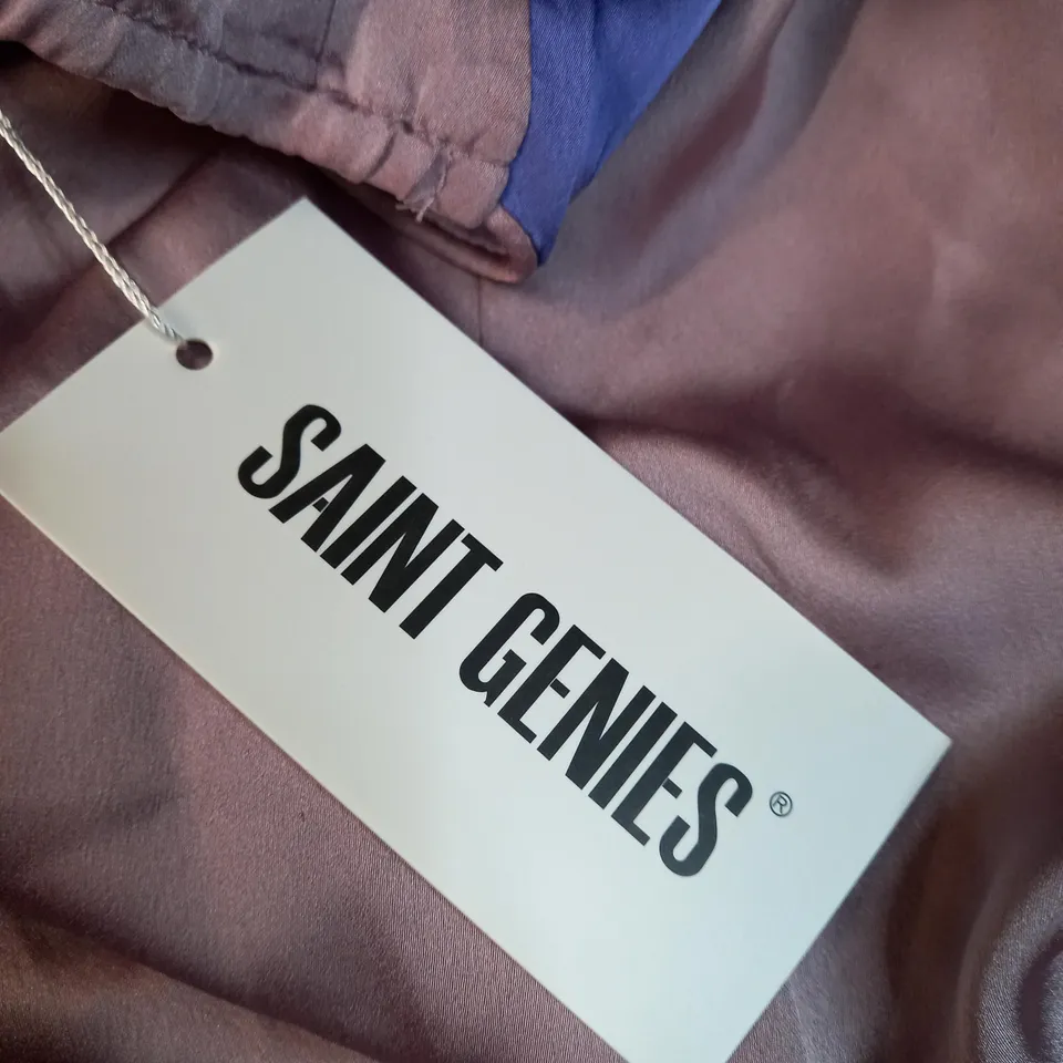 SAINT GENIES DUSTY LILAC HIGH SLIT SATIN MAXI DRESS - SIZE 10
