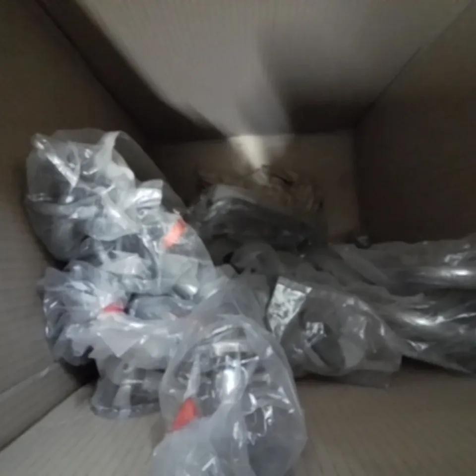 BOX CONTAINING LARGE AMOUNT OF CHROME GRAB RAILS