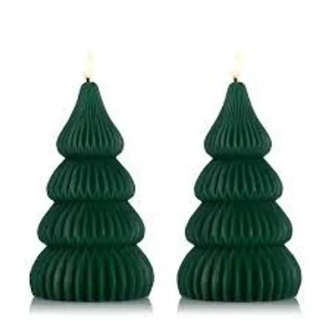 HOME STORIES SET OF 2 WAX FLAMELESS CHRISTMAS TREE CANDLES