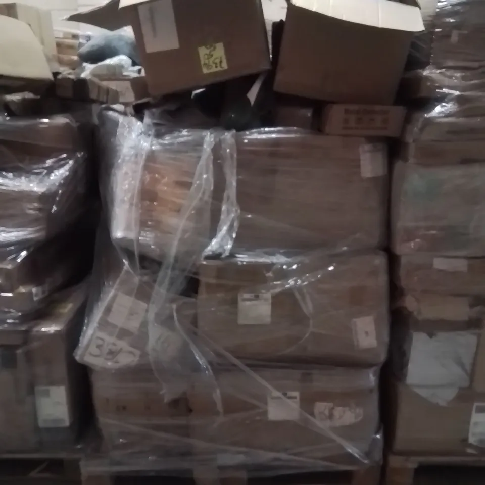 PALLET OF ASSORTED HOUSEHOLD GOODS AND PRODUCTS TO INCLUDE;PORTABLE FAN,METAL DETECTOR,SHOES