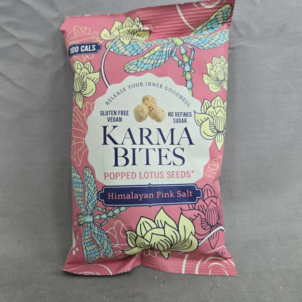 KARMA BITES POPPED LOTUS SEEDS (HIMALAYAN PINK SALT) - BOX OF APPROXIMATELY 10 PACKS