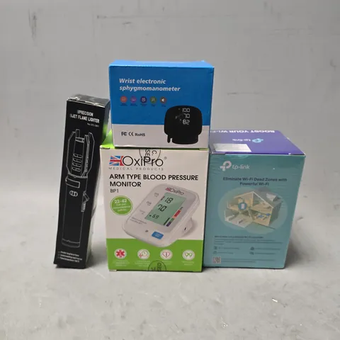 APPROXIMATELY 8 ASSORTED ITEMS TO INCLUDE - OXIPRO ARM TYPE BLOOD PRESSURE MONITOR , TP-LINK MESH WI-FI EXTENDER ETC