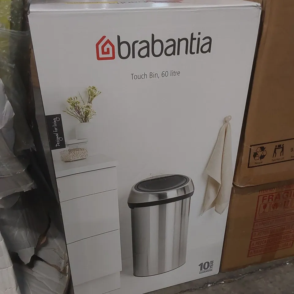 BOXED BRABANTIA 60 LITRE TOUCH BIN (1 BOX)