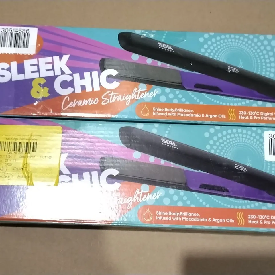 LOT OF APPROXIMATELY 23 BOXED SLEEK & CHIC CERAMIC STRAIGHTENERS 