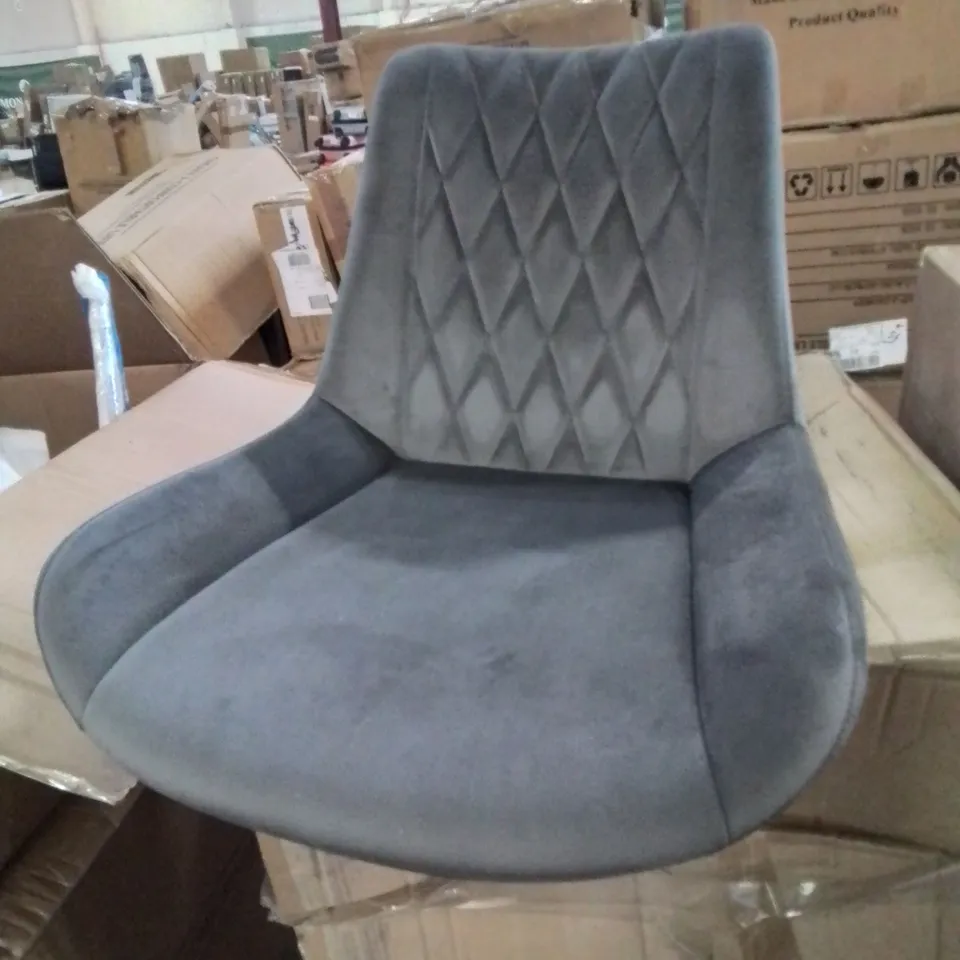 BOXED CARL SET OF TWO GREY CRUSHED VELVET UPHOLSTERED DINING/SIDE CHAIRS