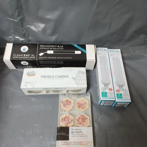 BOX OF APPROXIMATELY 20 ASSORTED HOUSEHOLD ITEMS TO INCLUDE LIGHT BULBS, SCENTED CANDLES AND WAX MELTS