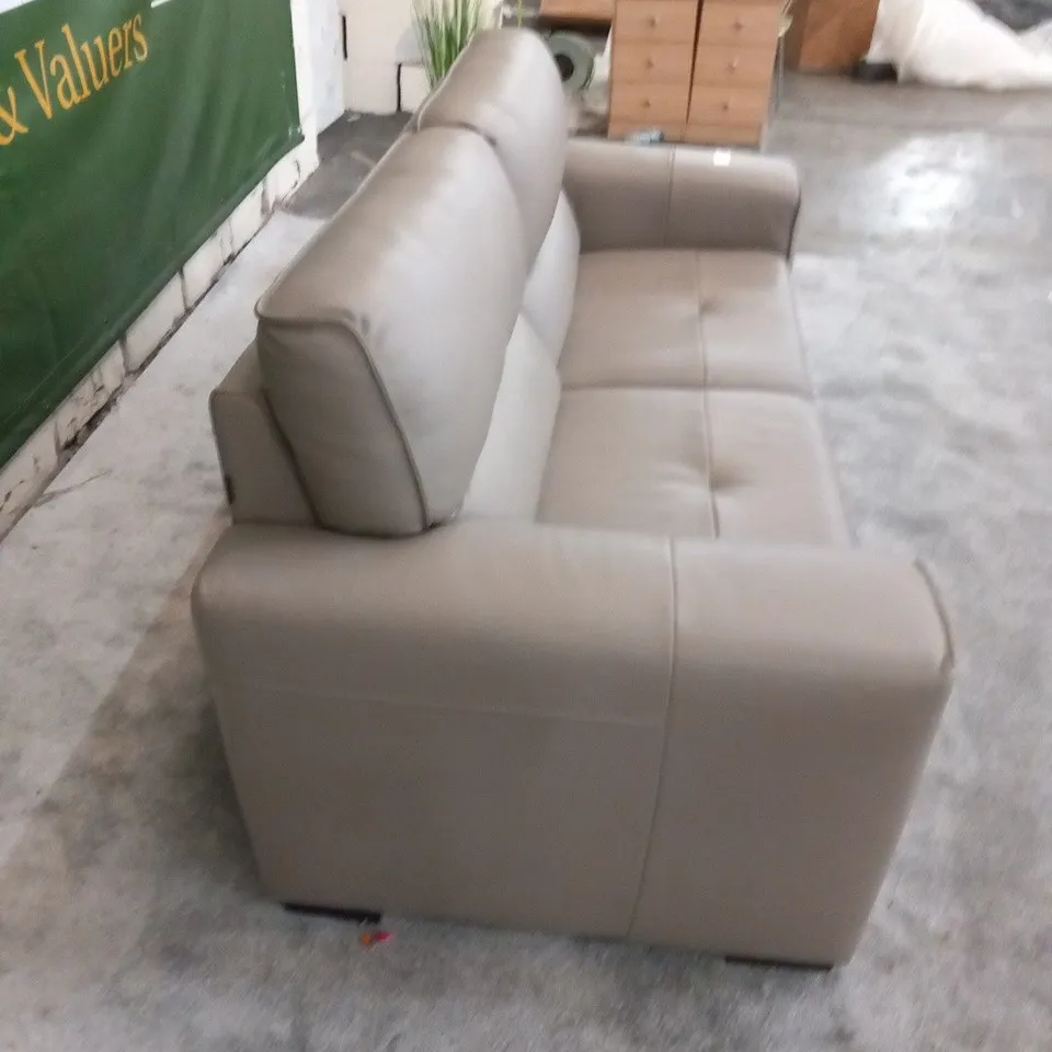 DESIGNER ITALIAN MADE CUBO GREY LEATHER ELECTRIC RECLINING THREE SEATER SOFA