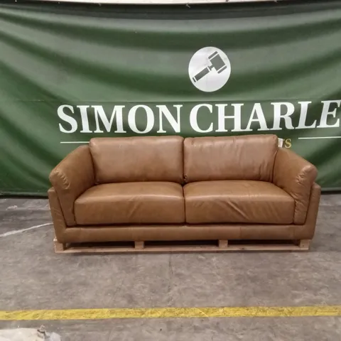 MORENA 3 SEATER LEATHER SOFA - TAN