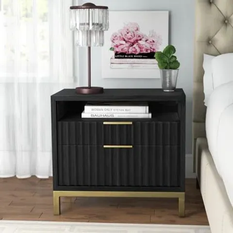 BOXED LITE METAL BEDSIDE TABLE