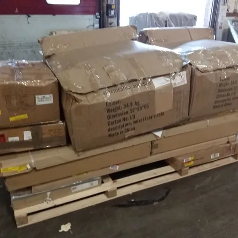 PALLET OF ASSORTED INCOMPLETE DESIGNER FURNITURE PARTS AND PIECES 