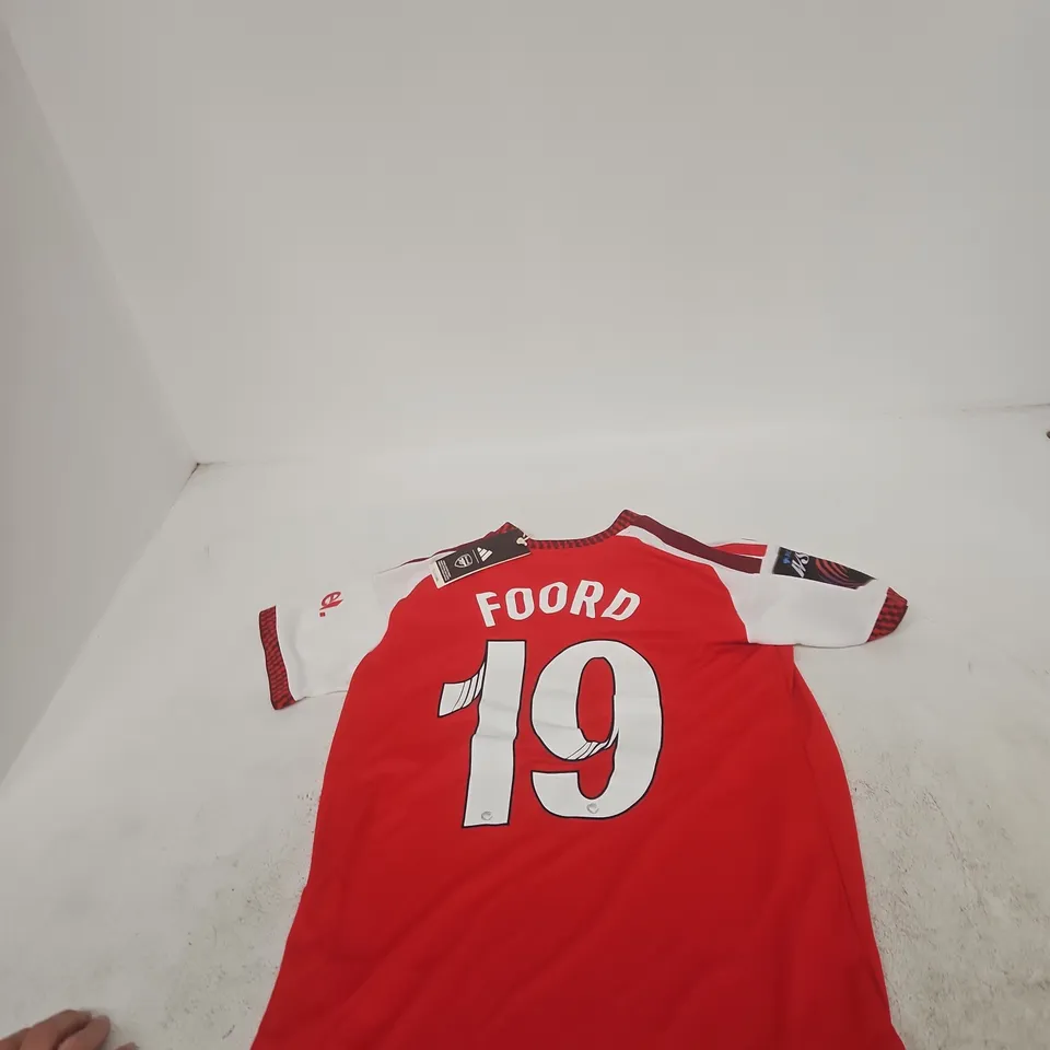 ARSENAL FC FOOTBALL JERSEY – ADIDAS, RED/WHITE WITH EMIRATES FLY BETTER SPONSOR, SIZE M