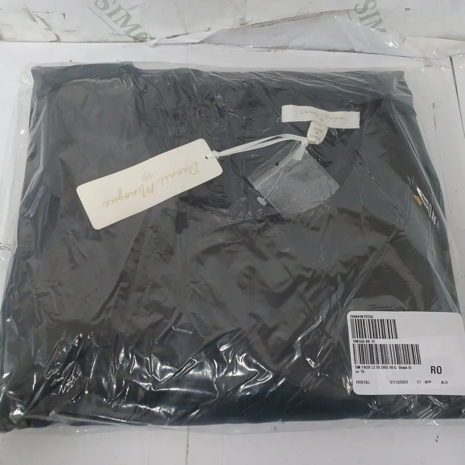 DANNII MINOGUE MIDI FAUX LEATHER DRESS IN BLACK - SIZE 16