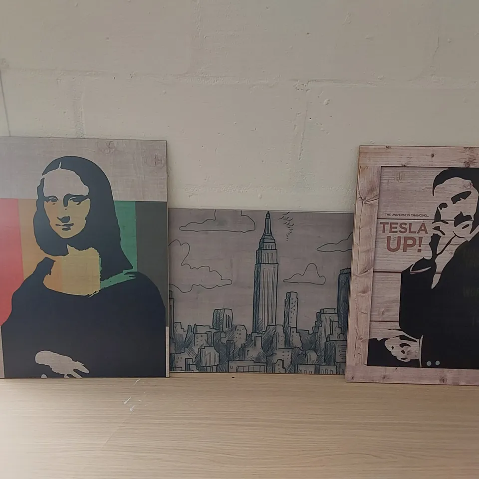 10 X BRAND NEW BOXED DECORATIVE WOODEN PANEL PIECES - DESIGNS VARY