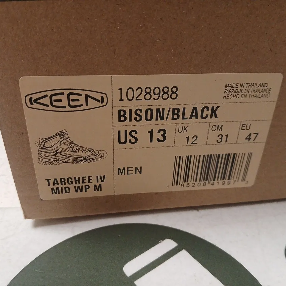 KEEN TARGHEE IV MID WP MEN'S HIKING BOOTS - BISON/BLACK, US 13 (UK 12)