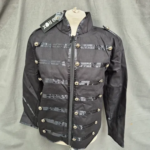 RO ROX MEN'S MCR MILITARY DRUMMER BLACK PARADE JACKET, BLACK & BLACK - SIZE XS