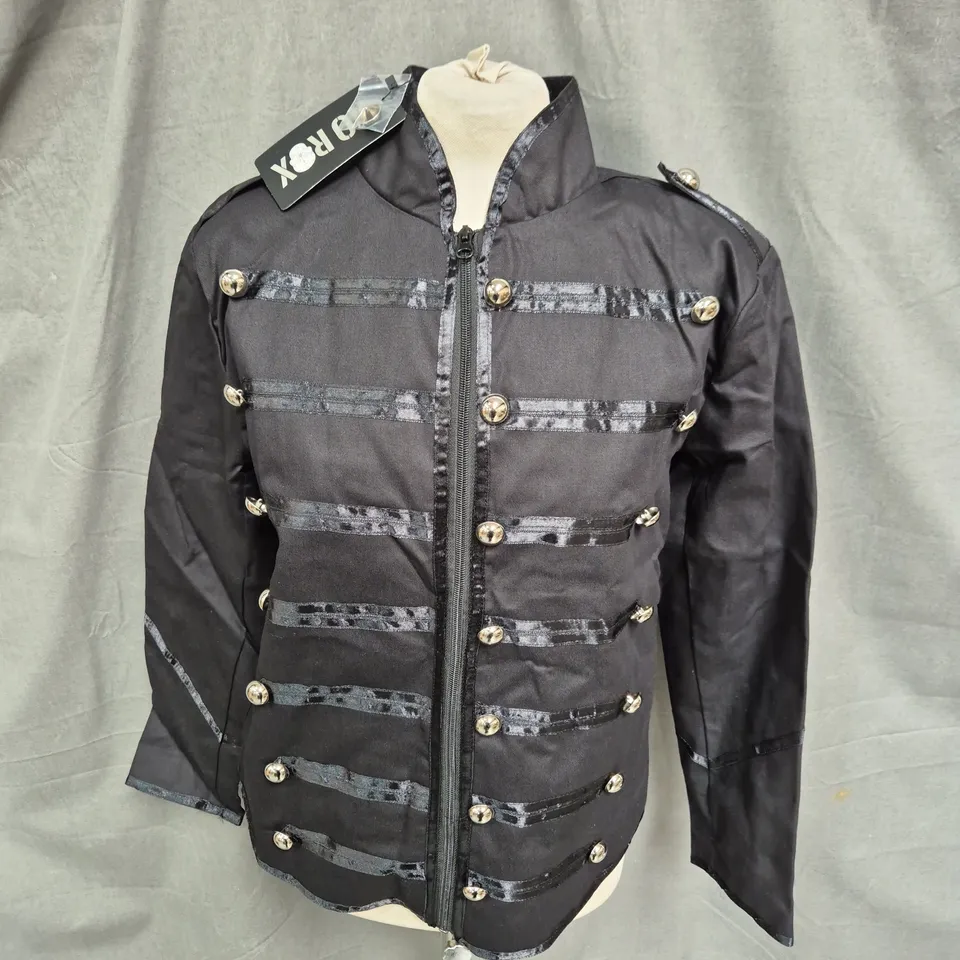 RO ROX MEN'S MCR MILITARY DRUMMER BLACK PARADE JACKET, BLACK & BLACK - SIZE XS
